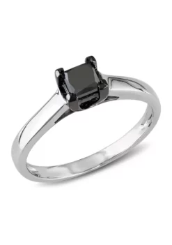 Discount 🎉 1/2 ct. t.w. Black Diamond Princess Cut Solitaire Ring in 10k White Gold by Belk & Co. ⌛ -DealsBelk & Co. Store Belk 18756