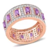 Best Pirce ❤️ Baguette Amethyst and White Topaz Eternity Ring in Rose Plated Sterling Silver by Belk & Co. 🌟