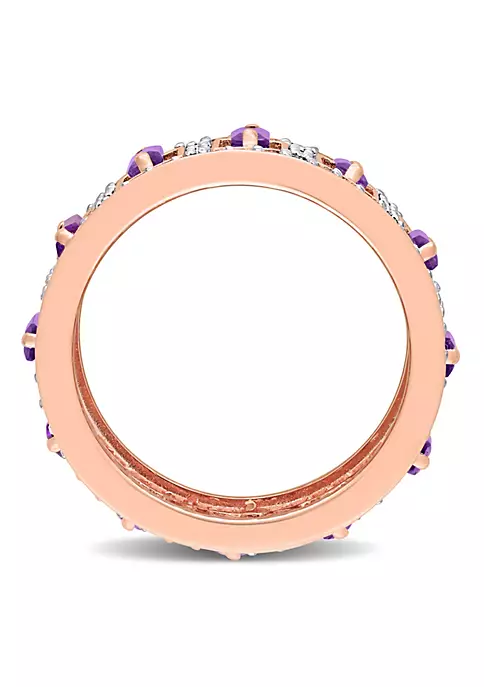 Best Pirce ❤️ Baguette Amethyst and White Topaz Eternity Ring in Rose Plated Sterling Silver by Belk & Co. 🌟 3 Best Pirce ❤️ Baguette Amethyst and White Topaz Eternity Ring in Rose Plated Sterling Silver by Belk & Co. 🌟 - Image 3