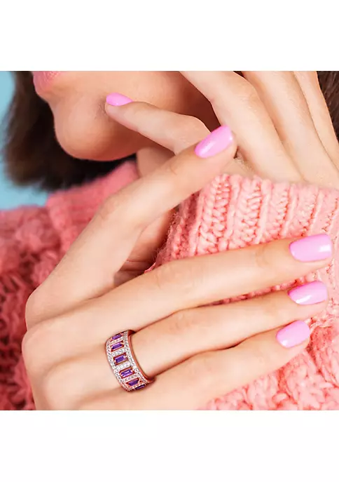 Best Pirce ❤️ Baguette Amethyst and White Topaz Eternity Ring in Rose Plated Sterling Silver by Belk & Co. 🌟 5 Best Pirce ❤️ Baguette Amethyst and White Topaz Eternity Ring in Rose Plated Sterling Silver by Belk & Co. 🌟 - Image 5