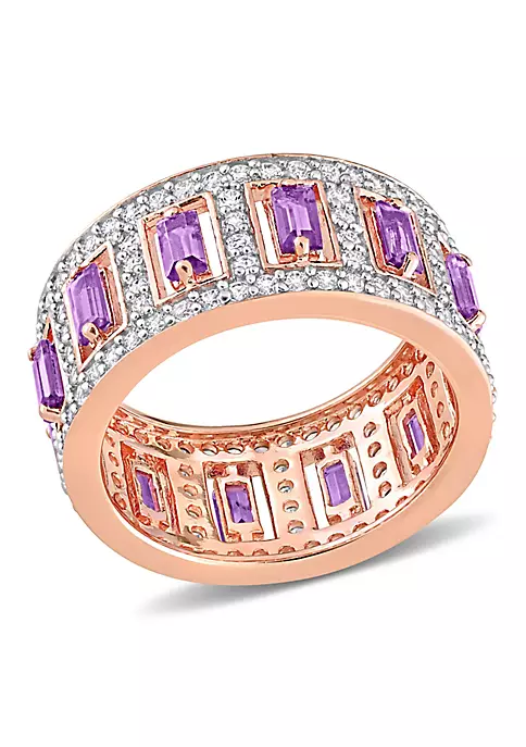 Best Pirce ❤️ Baguette Amethyst and White Topaz Eternity Ring in Rose Plated Sterling Silver by Belk & Co. 🌟 6 Best Pirce ❤️ Baguette Amethyst and White Topaz Eternity Ring in Rose Plated Sterling Silver by Belk & Co. 🌟 - Image 6