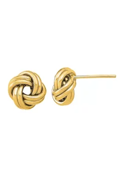 Cheap 😀 14K Yellow Gold Polished Double Love Knot Post Earrings by Belk & Co. ⌛