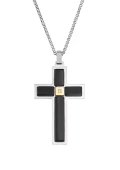 Discount 🔥 Stainless Cross Pendant On 24 Inch Box Chain by Belk & Co. 💯