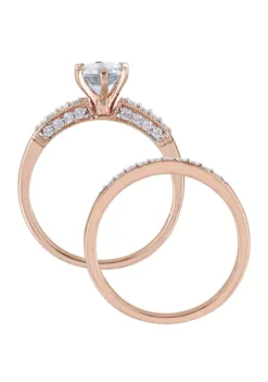 Top 10 🥰 3/4 ct. t.w Aquamarine and 1/3 ct. t.w Diamond Bridal Ring Set in 10K Rose Gold by Belk & Co. 👏 -DealsBelk & Co. Store Belk 18805