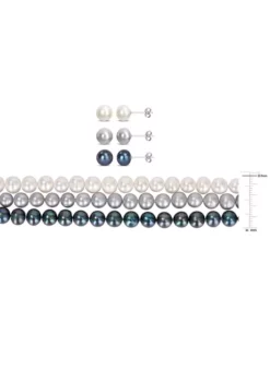 Buy 🤩 7.5-8MM Multi-Color Freshwater Cultured Pearl 7-Piece Set of Necklace Earrings & Bracelet in Sterling Silver by Belk & Co. 🥰 -DealsBelk & Co. Store Belk 18819