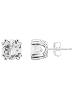 Buy ✨ Sterling Silver 7mm Round White Topaz Stud Earrings by Belk & Co. 🔔