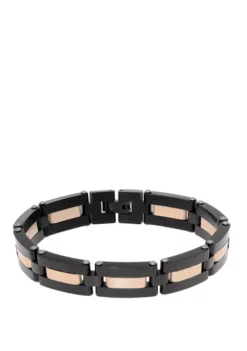 Budget 😍 Stainless Steel Bracelet with Black & Rose IP Plating by Belk & Co. 🔥