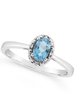 Best reviews of 😉 Sterling Silver 6x4mm Oval Blue Topaz Diamond Accent Halo Ring by Belk & Co. 🎁 -DealsBelk & Co. Store Belk 18848