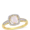 Top 10 💯 5/8 ct. t.w. Opal and 1/7 ct. t.w. Diamond Floating Halo Ring in 10k Yellow Gold by Belk & Co. 🌟