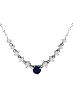 Promo ⭐ Lab Created 1.15 ct. t.w. Synthetic Blue and Created White Sapphire Necklace on 18 Inch chain, Sterling Silver by Belk & Co. ✨