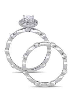 Best Sale 🧨 1.5 ct. t.w. Lab Created Moissanite Halo Infinity Bridal Ring Set in 10K White Gold by Belk & Co. 🔥 -DealsBelk & Co. Store Belk 1889