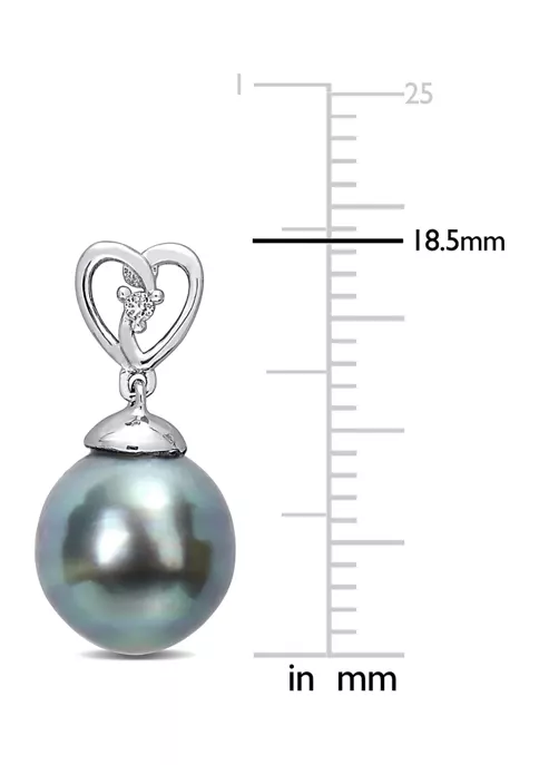 Discount 🔔 8-9mm Black Tahitian Cultured Pearl and White Topaz Drop Earrings in Sterling Silver by Belk & Co. 🌟 3 Discount 🔔 8-9mm Black Tahitian Cultured Pearl and White Topaz Drop Earrings in Sterling Silver by Belk & Co. 🌟 - Image 3