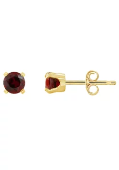 Best Pirce 🥰 14K Yellow Gold 4mm Round Garnet Stud Earrings by Belk & Co. ⌛