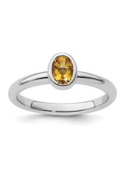Best Pirce ❤️ 3/8 ct. t.w. Oval Citrine Stackable Expressions Ring in Sterling Silver by Belk & Co. 🎁 -DealsBelk & Co. Store Belk 18928