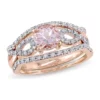 Discount ✨ 3/4 ct. t.w. Morganite and 1/4 ct. t.w. Diamond Infinity 3-Piece Bridal Ring Set in 10k Rose Gold by Belk & Co. 🔥