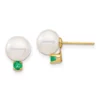 Promo 😍 1/5 ct. t.w. Emerald and 7-7.5mm White Round Freshwater Cultured Pearl Post Earrings in 14K Yellow Gold by Belk & Co. ⌛