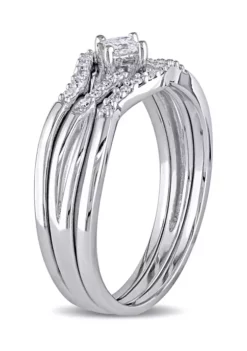 Flash Sale 🌟 1/4 CT TW Princess Cut and Round Diamond Crossover Bridal Set in 10k White Gold by Belk & Co. 😍 -DealsBelk & Co. Store Belk 18983