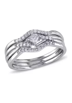 Flash Sale 🌟 1/4 CT TW Princess Cut and Round Diamond Crossover Bridal Set in 10k White Gold by Belk & Co. 😍 -DealsBelk & Co. Store Belk 18986