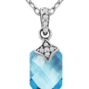 Buy 🌟 2.4 ct. t.w. Blue Topaz and 1/10 ct. t.w. White Topaz Pendant Necklace in Sterling Silver by Belk & Co. ⭐