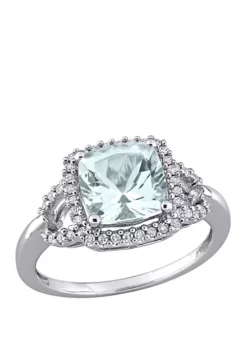 Best Pirce ๐ 2.15 Aquamarine and 1/6 ct. t.w. Diamond Halo Ring by Belk & Co. ๐
