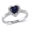 Budget 👍 7/8 ct. t.g.w. Created Blue Sapphire and 1/10 ct. t.w. Diamond Heart Ring in 10K White Gold by Belk & Co. 🛒