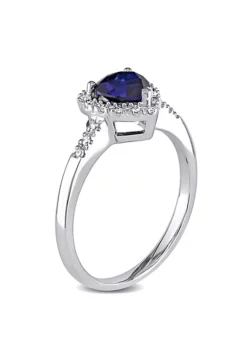Budget 👍 7/8 ct. t.g.w. Created Blue Sapphire and 1/10 ct. t.w. Diamond Heart Ring in 10K White Gold by Belk & Co. 🛒 -DealsBelk & Co. Store Belk 19039