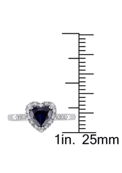 Budget 👍 7/8 ct. t.g.w. Created Blue Sapphire and 1/10 ct. t.w. Diamond Heart Ring in 10K White Gold by Belk & Co. 🛒 -DealsBelk & Co. Store Belk 19040