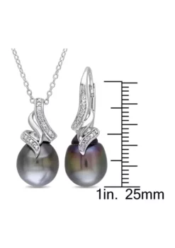 Cheapest ❤️ 2-Piece Set Tahitian Cultured Pearl and 1/10 ct. t.w. Diamond Vintage Drop Necklace and Earrings in Sterling Silver by Belk & Co. 👏 5 Cheapest ❤️ 2-Piece Set Tahitian Cultured Pearl and 1/10 ct. t.w. Diamond Vintage Drop Necklace and Earrings in Sterling Silver by Belk & Co. 👏 -DealsBelk & Co. Store Belk 1905