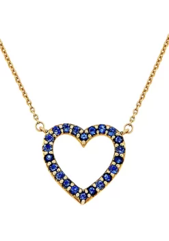 Outlet 💯 Created Sapphire Heart Pendant Necklace in 10K Yellow Gold by Belk & Co. 👍