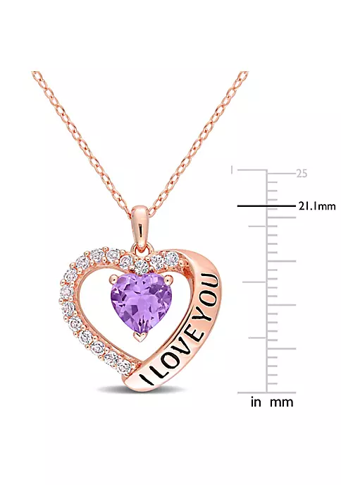 Promo 🛒 1.65 ct. t.g.w. Amethyst and White Topaz Heart 'I Love You' Pendant with Chain in Rose Plated Sterling Silver by Belk & Co. ❤️ 3 Promo 🛒 1.65 ct. t.g.w. Amethyst and White Topaz Heart 'I Love You' Pendant with Chain in Rose Plated Sterling Silver by Belk & Co. ❤️ - Image 3