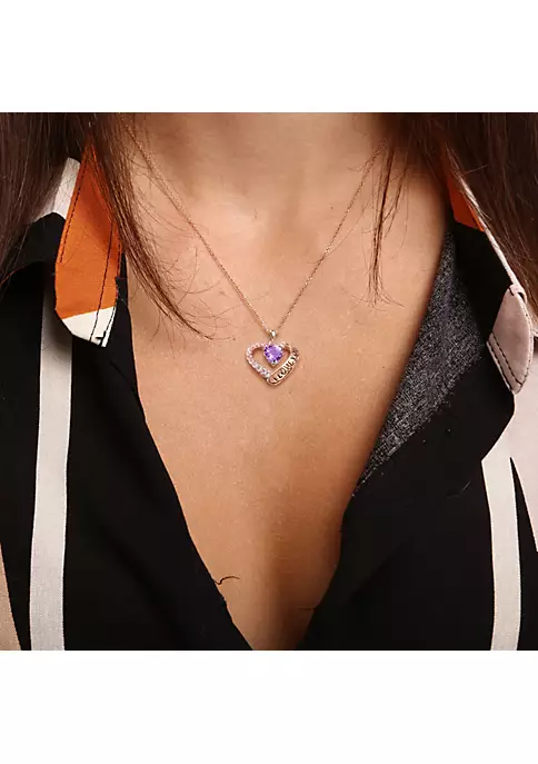 Promo 🛒 1.65 ct. t.g.w. Amethyst and White Topaz Heart 'I Love You' Pendant with Chain in Rose Plated Sterling Silver by Belk & Co. ❤️ 4 Promo 🛒 1.65 ct. t.g.w. Amethyst and White Topaz Heart 'I Love You' Pendant with Chain in Rose Plated Sterling Silver by Belk & Co. ❤️ - Image 4