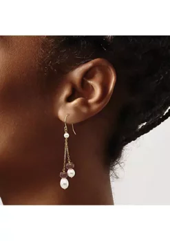 Outlet 🌟 4 ct. t.w. Garnet and White Freshwater Cultured Pearl Double Chain Dangle Earrings in 14K Yellow Gold by Belk & Co. 🎁 -DealsBelk & Co. Store Belk 19064