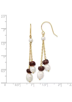 Outlet 🌟 4 ct. t.w. Garnet and White Freshwater Cultured Pearl Double Chain Dangle Earrings in 14K Yellow Gold by Belk & Co. 🎁 -DealsBelk & Co. Store Belk 19065