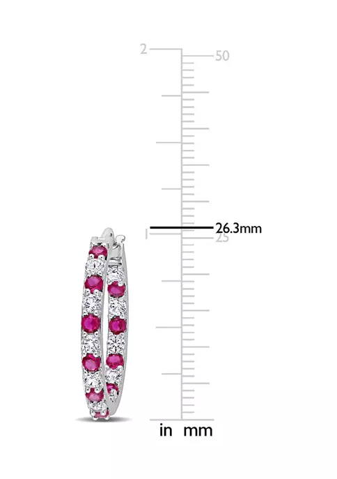 Outlet ๐ Lab Created Created Ruby and Created White Sapphire Hoop Earrings in Sterling Silver by Belk & Co. ๐ 2 Outlet ๐ Lab Created Created Ruby and Created White Sapphire Hoop Earrings in Sterling Silver by Belk & Co. ๐ - Image 2