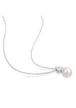 Coupon 😀 2-Piece Set of 8.5-9MM Freshwater Cultured Pearl and 2 ct. t.g.w. Created White Sapphire Earrings and Pendant with Chain in Sterling Silver by Belk & Co. 🥰 -DealsBelk & Co. Store Belk 19127