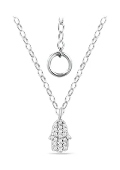 Cheapest 😀 1/10 ct. t.w. Diamond Hamsa Pendant Necklace in Sterling Silver by Belk & Co. 😍