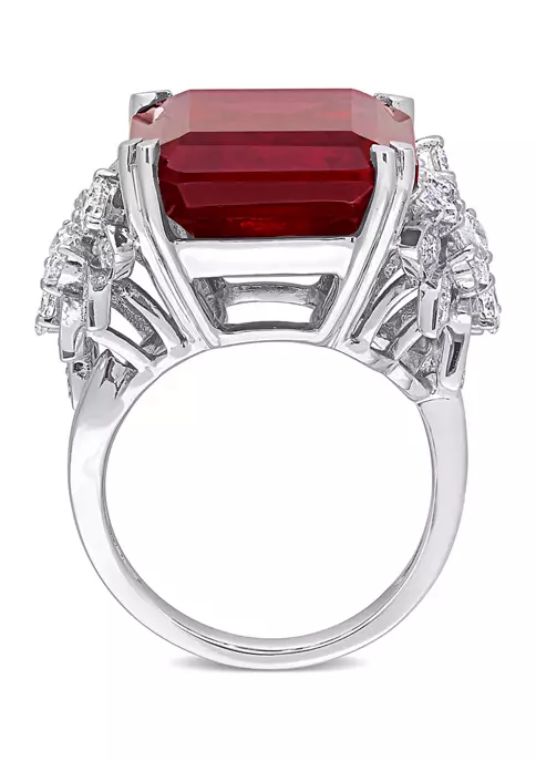 Cheap ✨ 27 ct. t.w. Created Ruby and 1.75 ct. t.w. Multi-Shape Diamond Halo Ring in 14k White Gold by Belk & Co. 🎉 3 Cheap ✨ 27 ct. t.w. Created Ruby and 1.75 ct. t.w. Multi-Shape Diamond Halo Ring in 14k White Gold by Belk & Co. 🎉 - Image 3