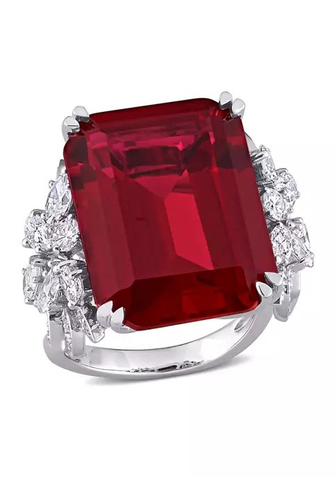 Cheap ✨ 27 ct. t.w. Created Ruby and 1.75 ct. t.w. Multi-Shape Diamond Halo Ring in 14k White Gold by Belk & Co. 🎉 5 Cheap ✨ 27 ct. t.w. Created Ruby and 1.75 ct. t.w. Multi-Shape Diamond Halo Ring in 14k White Gold by Belk & Co. 🎉 - Image 5