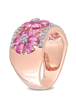Cheapest ⌛ Pink and White Sapphire Floral Ring in 14k Rose Gold by Belk & Co. ⌛ -DealsBelk & Co. Store Belk 19185