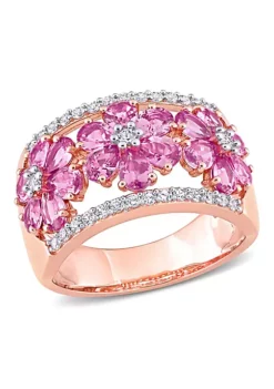 Cheapest ⌛ Pink and White Sapphire Floral Ring in 14k Rose Gold by Belk & Co. ⌛ -DealsBelk & Co. Store Belk 19189