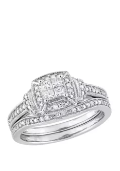 Hot Sale ๐ 1/3 ct. t.w. Diamond Halo Vintage Bridal Set by Belk & Co. ๐