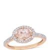 Best Pirce 🛒 3/4 ct. t.w. Morganite and 1/4 ct. t.w. Diamond Floating Halo Ring in 14k Rose Gold by Belk & Co. 😍