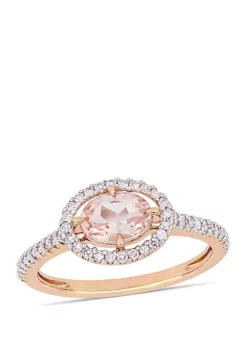 Best Pirce ๐ 3/4 ct. t.w. Morganite and 1/4 ct. t.w. Diamond Floating Halo Ring in 14k Rose Gold by Belk & Co. ๐