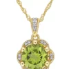Deals 🥰 1.5 ct. t.w. Peridot and Diamond-Accent Floral Pendant With Chain In 14K Yellow Gold by Belk & Co. 😉