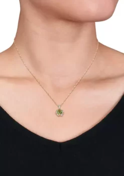 Deals 🥰 1.5 ct. t.w. Peridot and Diamond-Accent Floral Pendant With Chain In 14K Yellow Gold by Belk & Co. 😉 -DealsBelk & Co. Store Belk 19197