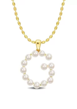 Brand new ๐ 3.5-4mm Freshwater Cultured Pearl "G" Initial Pendant with Chain in Yellow Plated Sterling Silver by Belk & Co. ๐คฉ