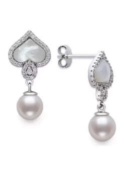 Cheapest 🤩 Mother of Pearl, Freshwater Pearl and Cubic Zirconia Earring in Sterling Silver by Belk & Co. 🤩 -DealsBelk & Co. Store Belk 19237