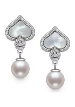 Cheapest 🤩 Mother of Pearl, Freshwater Pearl and Cubic Zirconia Earring in Sterling Silver by Belk & Co. 🤩 -DealsBelk & Co. Store Belk 19239