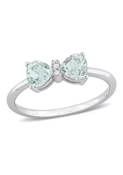 Best deal ๐ Aquamarine and Diamond Accent Bow Ring in 10k White Gold by Belk & Co. โจ