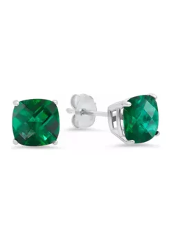 Promo ⌛ 3.3 ct. t.w. Lab Created Emerald Cushion-Cut Stud Earrings in Sterling Silver by Belk & Co. ✨ -DealsBelk & Co. Store Belk 19261